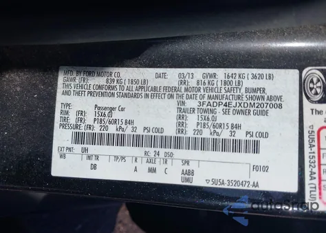 2013 Ford Fiesta Se z USA, uszkodzony, nr VIN 3FADP4EJXDM207008